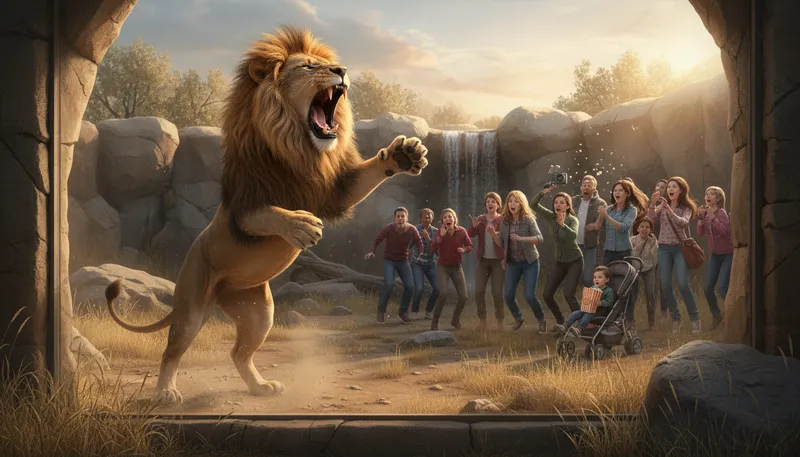 Illustration of ferocity: savage fierceness or intensity