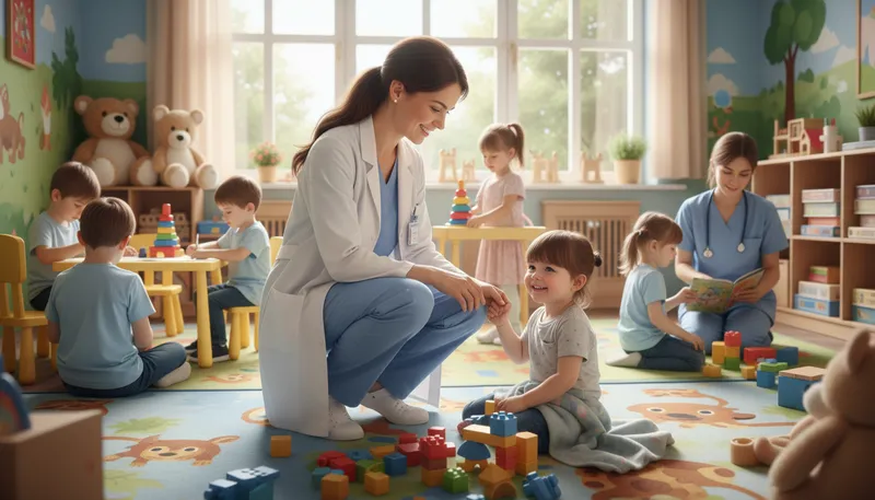 Illustration of i am a doctor: I work in medicine to help patients heal.
