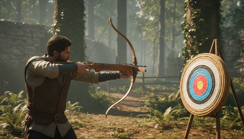 Illustration of crossbow: A weapon that shoots arrows using a bow mechanism.