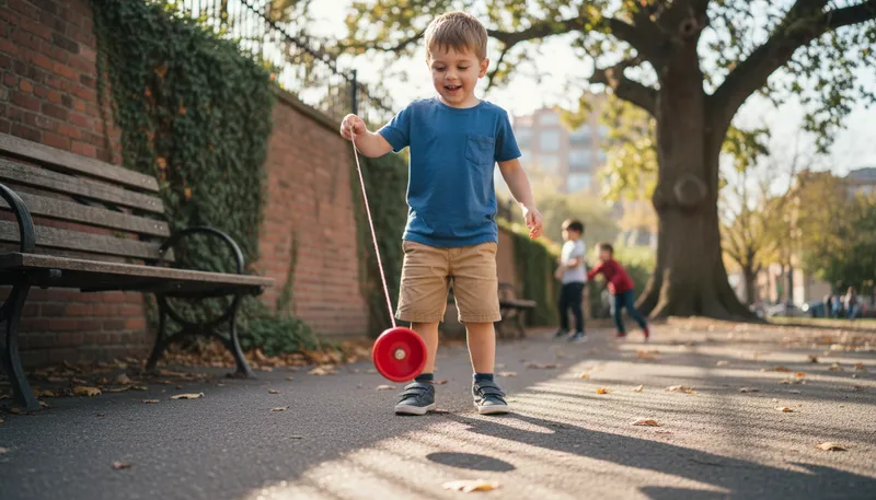 Illustration of yoyo: A toy that goes up and down on a string.