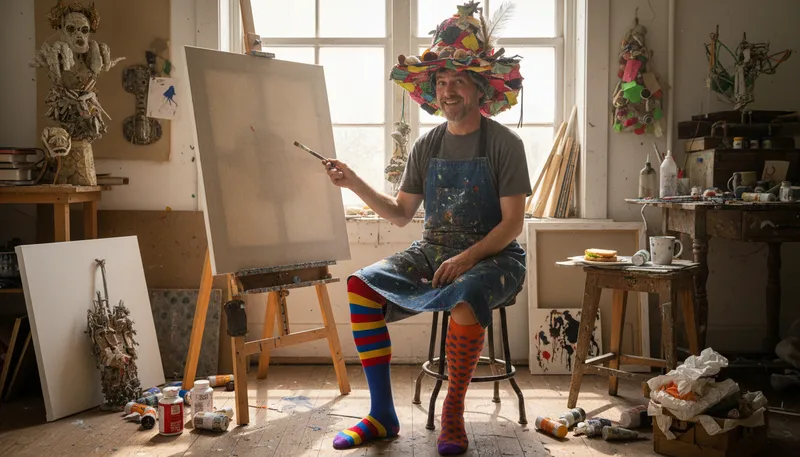 Illustration of eccentric: Unusual or quirky in behavior or style.