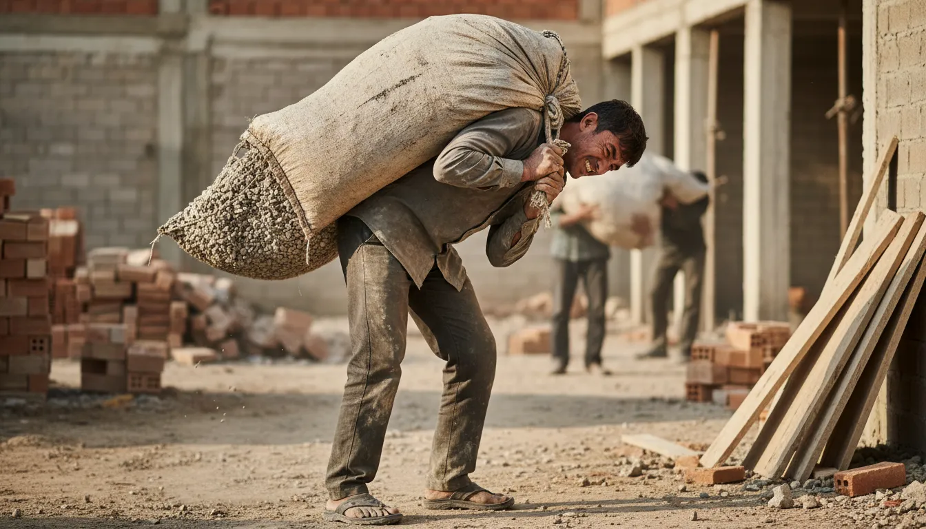 Ilustrasi break someone's back: To exert extreme effort or strain.