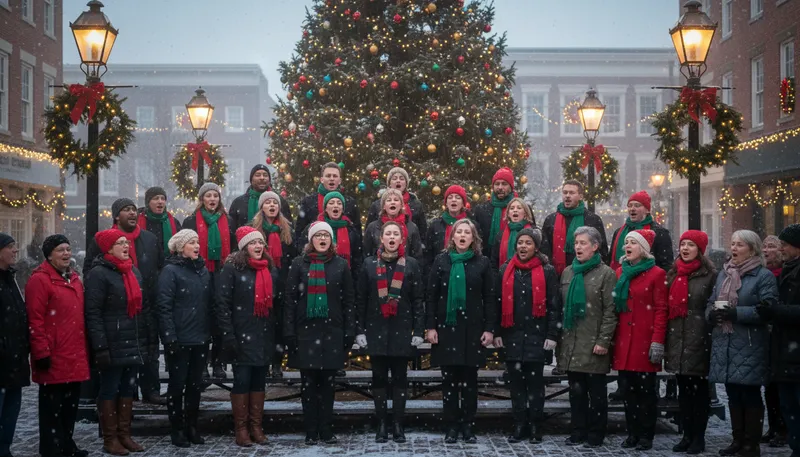 Illustration of choir: a group of people singing together