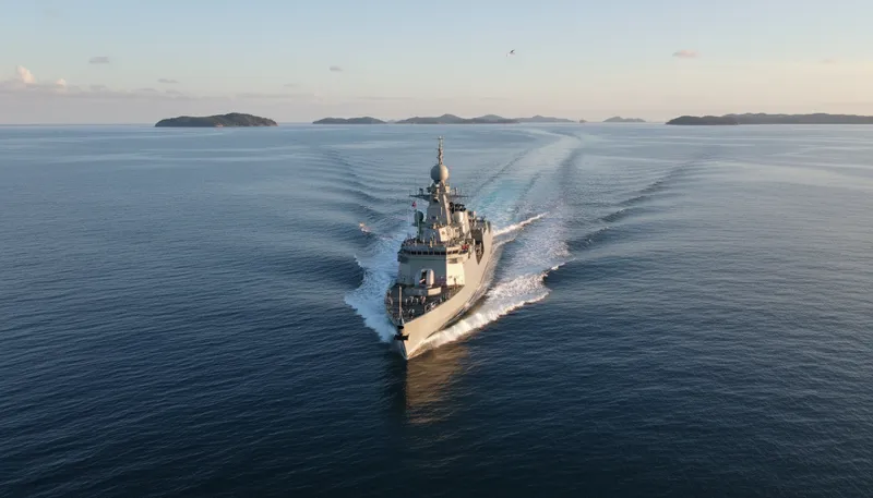 Illustration of corvette: A small, fast naval ship.