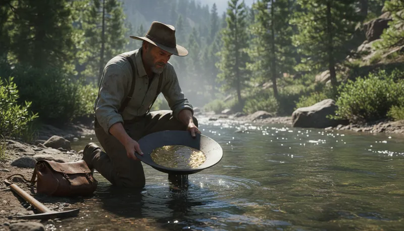 Illustration of prospector: A person searching for mineral resources.