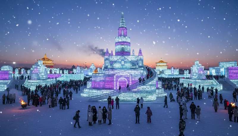 Illustration of harbin: A city in northeast China.