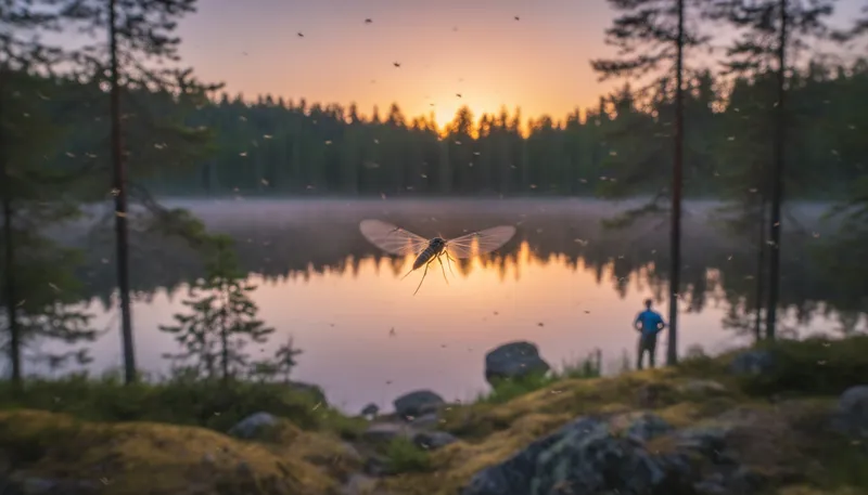 Illustration of midge: Small, flying insect often found near water.