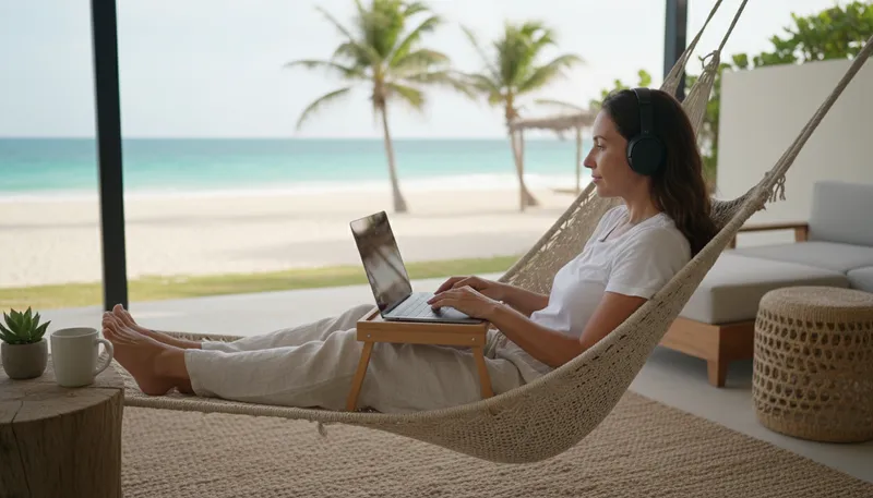 Illustration of remote: working from a location away from office