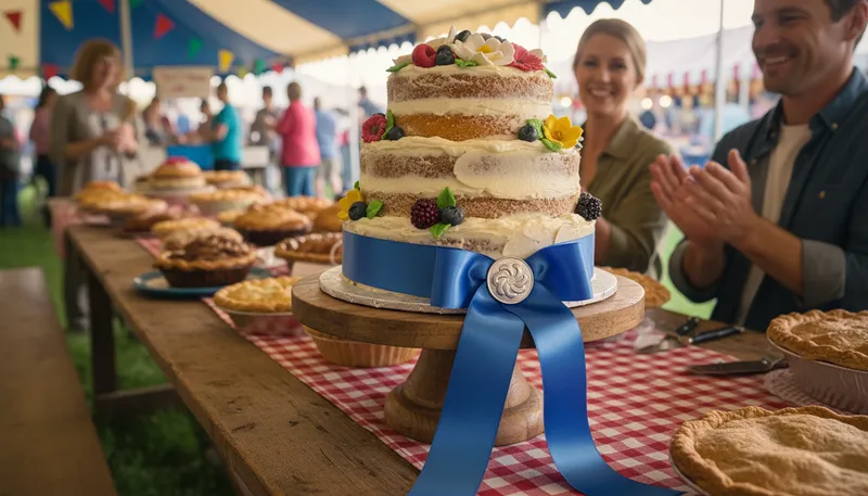 Illustration of blue ribbon: an award for first place.