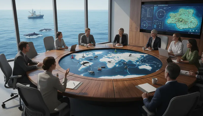 Illustration of IWC: Abbreviation for International Whaling Commission.