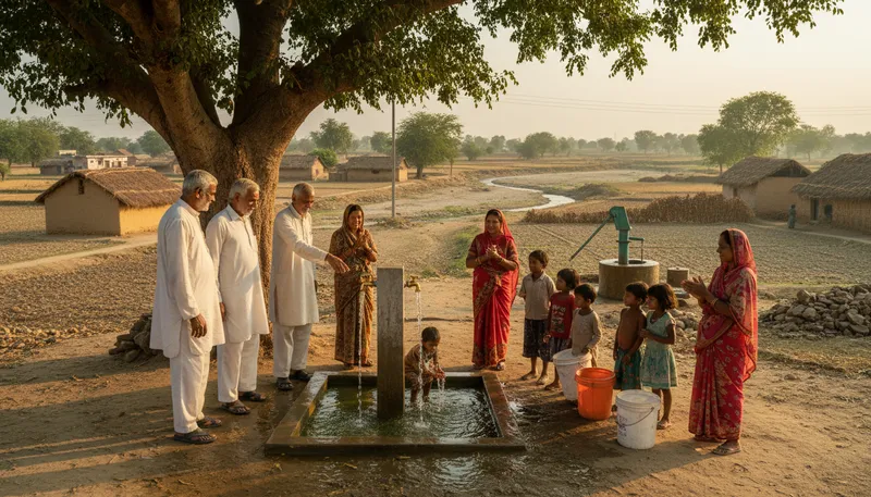 Illustration of panchayat: a local council in some South Asian communities.