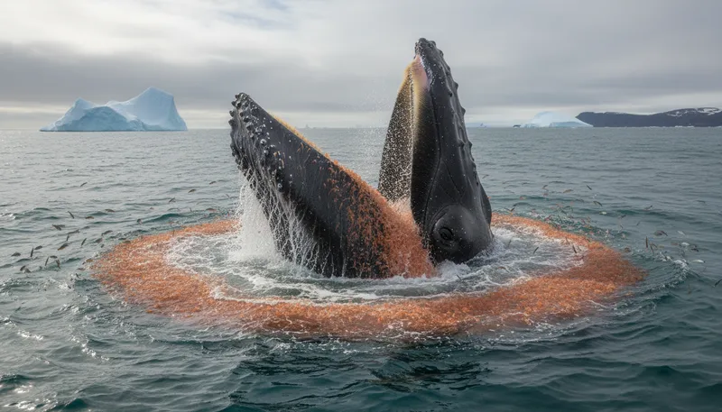 Illustration of krill: Small shrimp-like creatures in oceans.