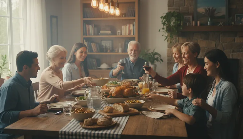 Illustration of family: A group of related people living together.
