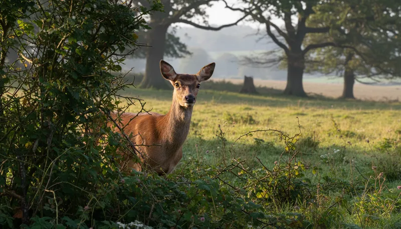 Illustration of hind: a female deer, often seen in groups