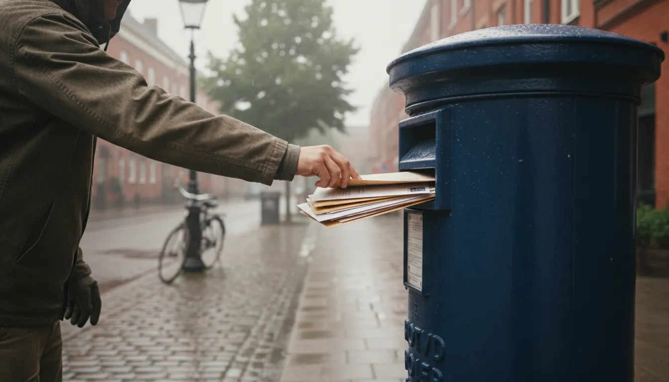 mailer का चित्र: a person who sends letters or packages