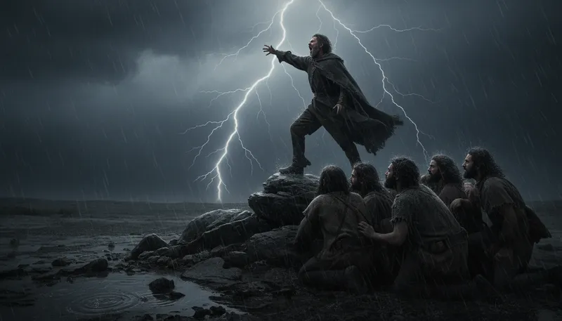 Illustration of in thunder: with great intensity