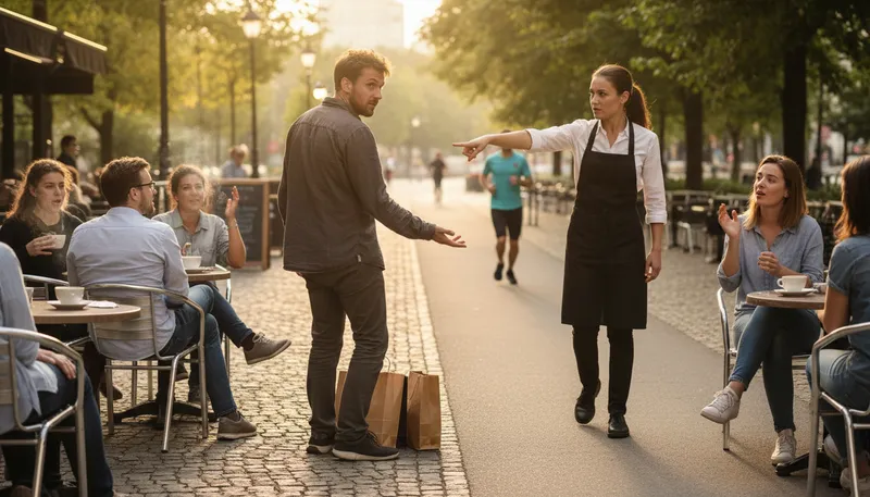 Illustration of jog on: leave quickly or dismiss someone.