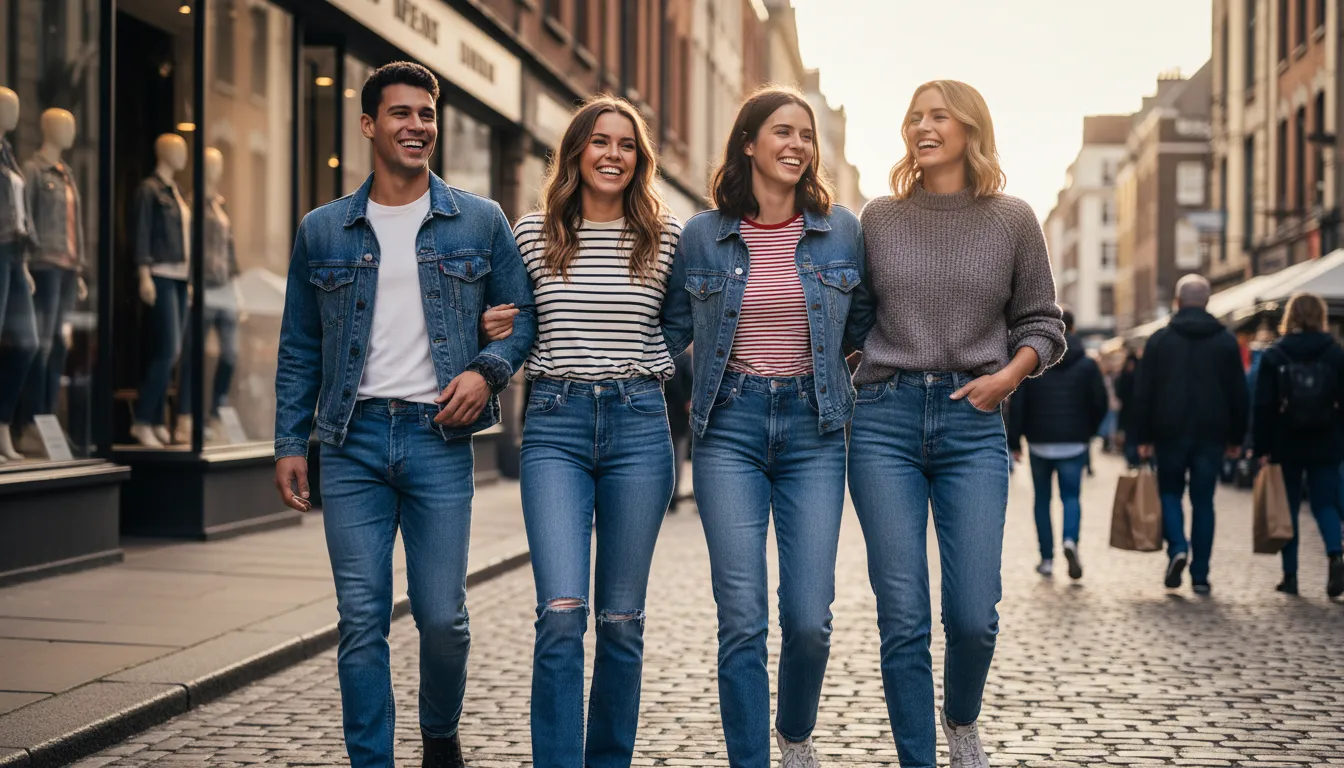 Ilustración de levis: A brand known for denim jeans and apparel.