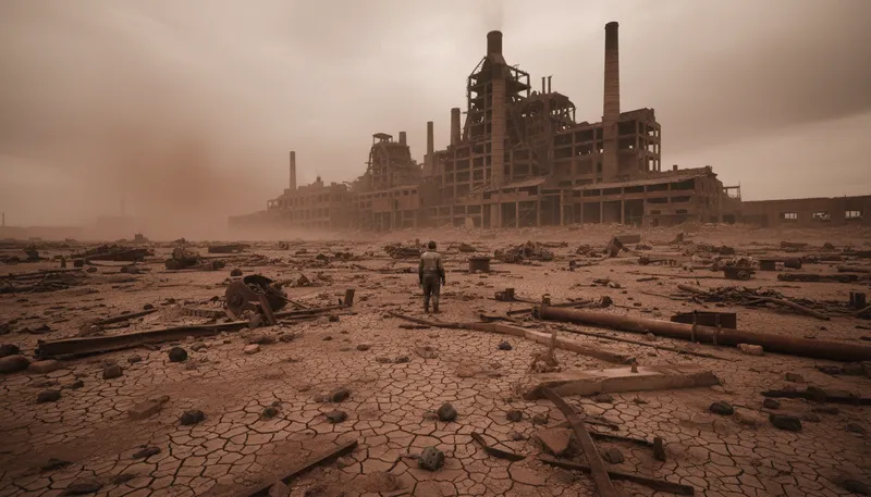 Illustration of wasteland: An area that is barren or desolate.