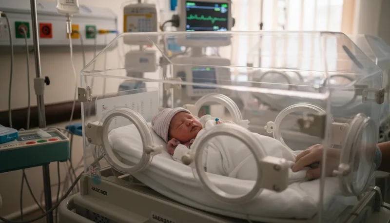 Illustration of preterm: Born before the full term of pregnancy.
