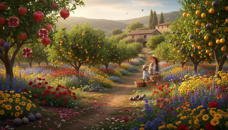 Illustration of huerta: A Spanish word for garden or orchard.