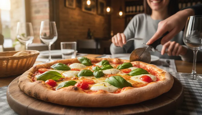 Illustration of margarita: a type of pizza with specific toppings