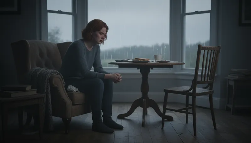 Illustration of heartbroken: Feeling very sad after losing someone or something.