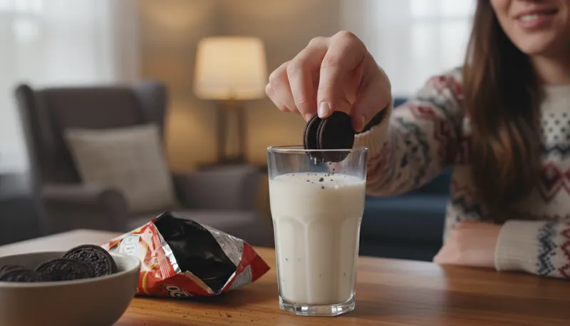 Illustration of oreos: A popular sandwich cookie with cream filling.