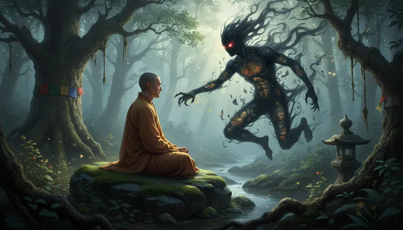 Illustration of mara: a Buddhist demon representing temptation