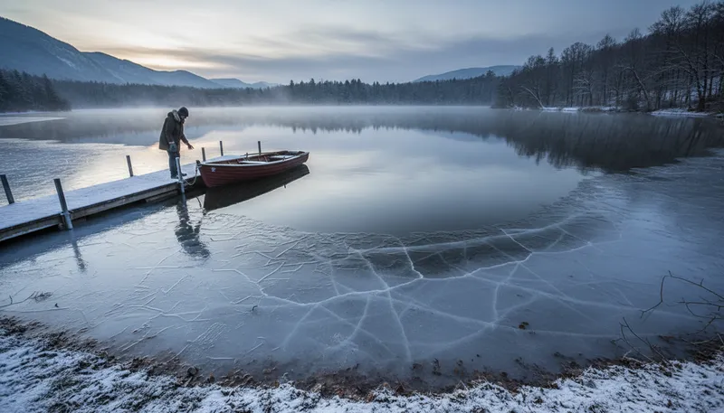 Illustration of freeze: To become solid due to cold temperatures.