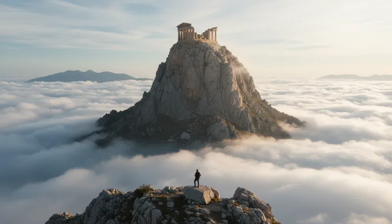 Illustration of olympus: A mountain in Greece, home to gods.