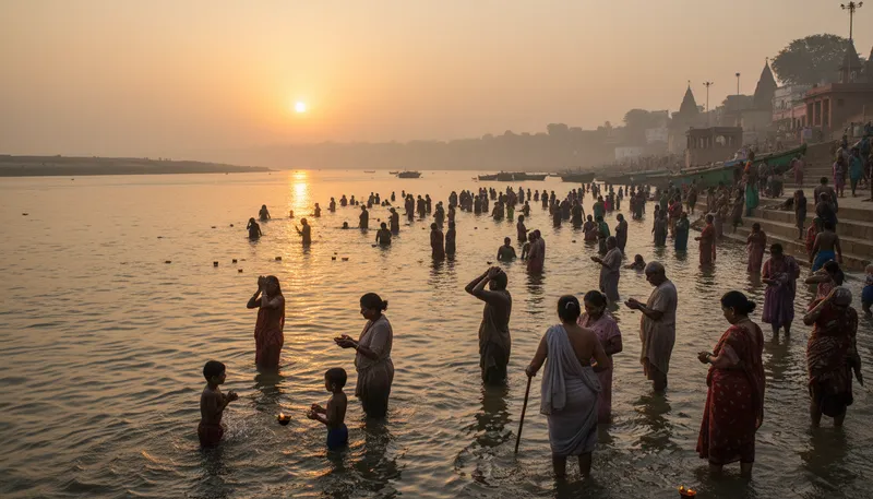 Illustration of ganges: A sacred river flowing through India.