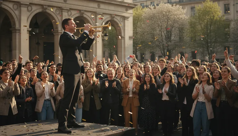 Illustration of trumpet: to announce or proclaim loudly