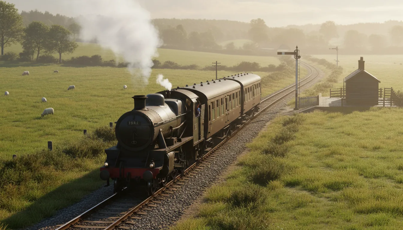 one engine in steam 일러스트: a safety rule allowing only one train per track