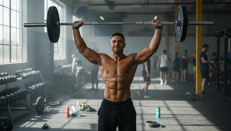 Illustration of barbell: A weightlifting tool with weights on each end.