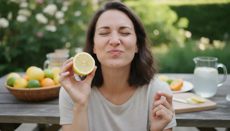 Illustration of sour: Having an acidic, sharp taste.