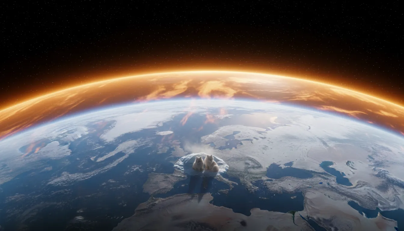 Illustration of greenhouse effect: The warming of the earth when gases in the air trap the sun's heat.