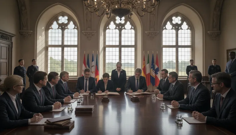 Illustration of treaty: a formal agreement between parties