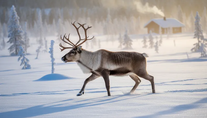Illustration of reindeer: A deer species known for pulling sleds.
