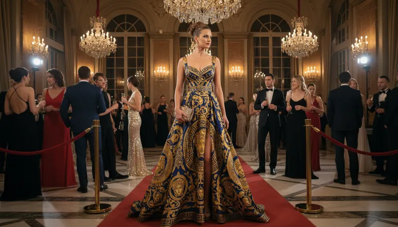 Illustration of versace: a luxury fashion brand.