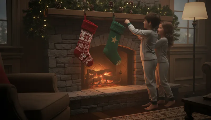Illustration of stocking: holder for Christmas gifts