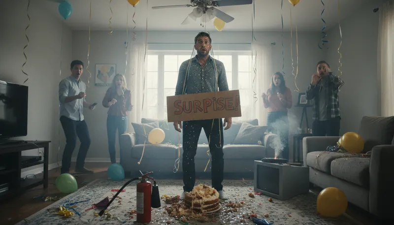 Illustration of blow up in one's face: A plan fails unexpectedly and causes problems.