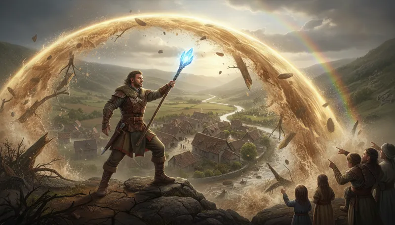 Illustration of hero: protagonist in a story or tale