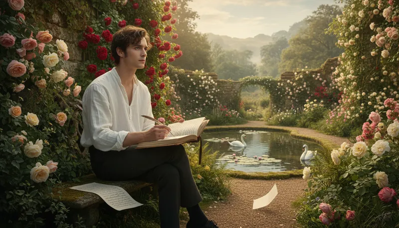 Illustration of keats: A famous English romantic poet.