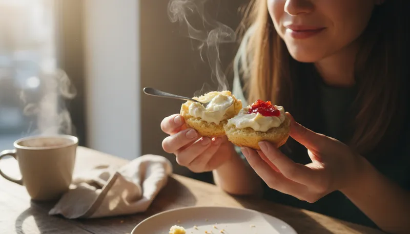 Illustration of scone: A baked good, often served with tea.
