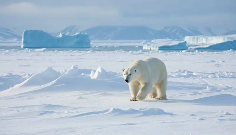 Illustration of polar: Relating to the North or South Pole regions.