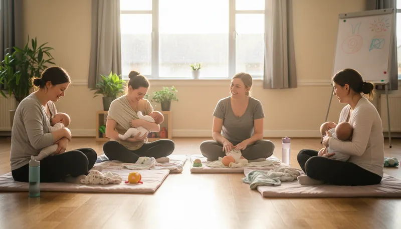 Illustration of postnatal: Referring to the period after childbirth.