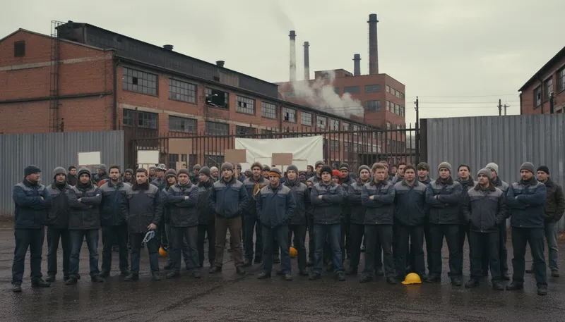 Illustration of strike: work stoppage by employees