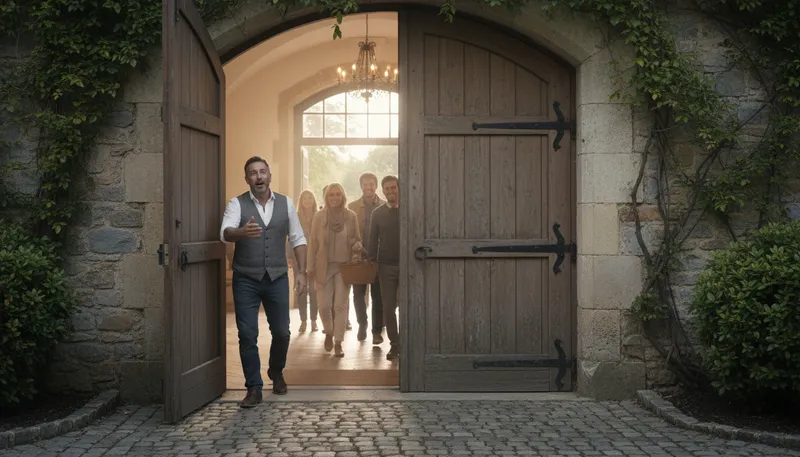 Illustration of entre: A French term meaning 'to enter'.