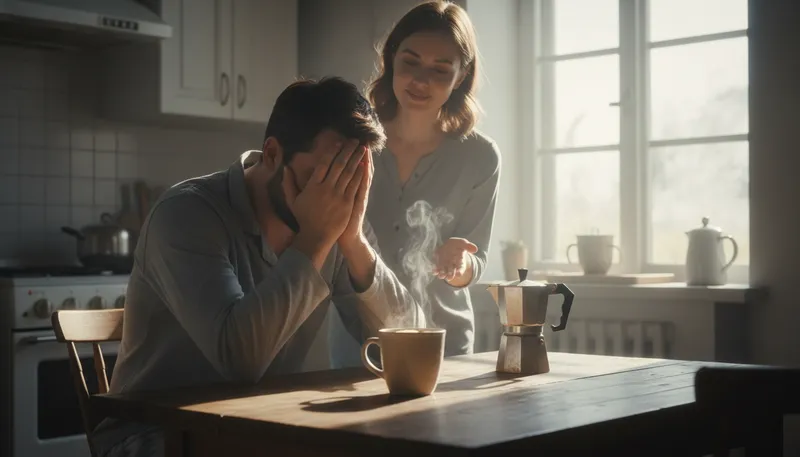 Illustration of wake up and smell the coffee: to become aware of reality